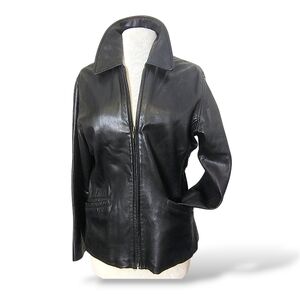 *Vintage* Genuine Leather MS MAXIMA Zip Front Jacket: Sz S